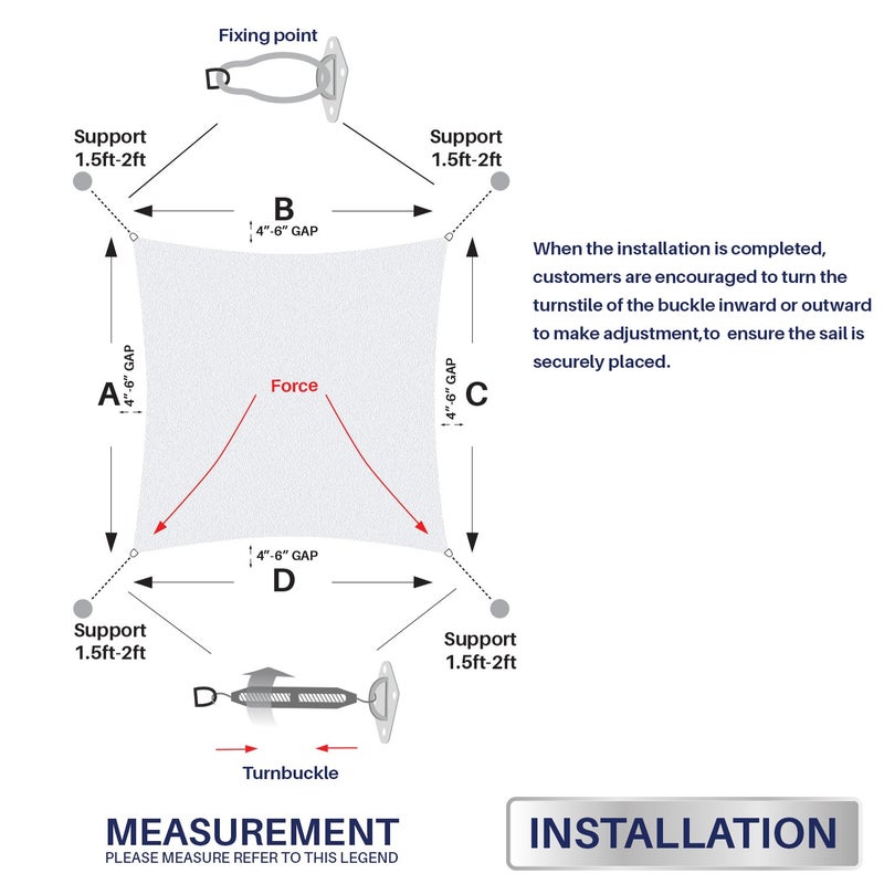 Windscreen4less Sun Shade Sail Hardware Kit - 6 Inches - Super Heavy Duty - for Square and Rectangle Sun Shade Sail - Image 4